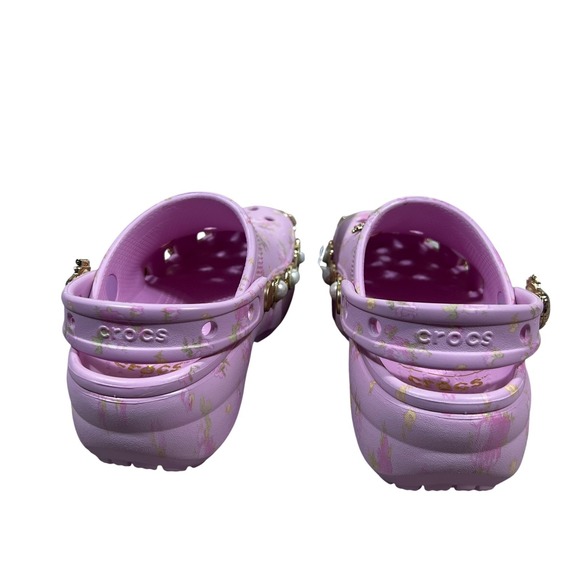 NWT LoveShackFancy Crocs Classic Platform Floral Clog Pink Coquette Pearl Size 5 - Picture 5 of 7